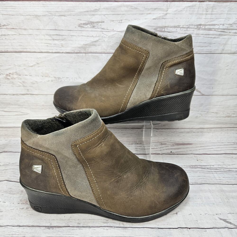 Keen Brindle Wedge Ankle Zip Bootie Women’s Size 10 Mountain Brown